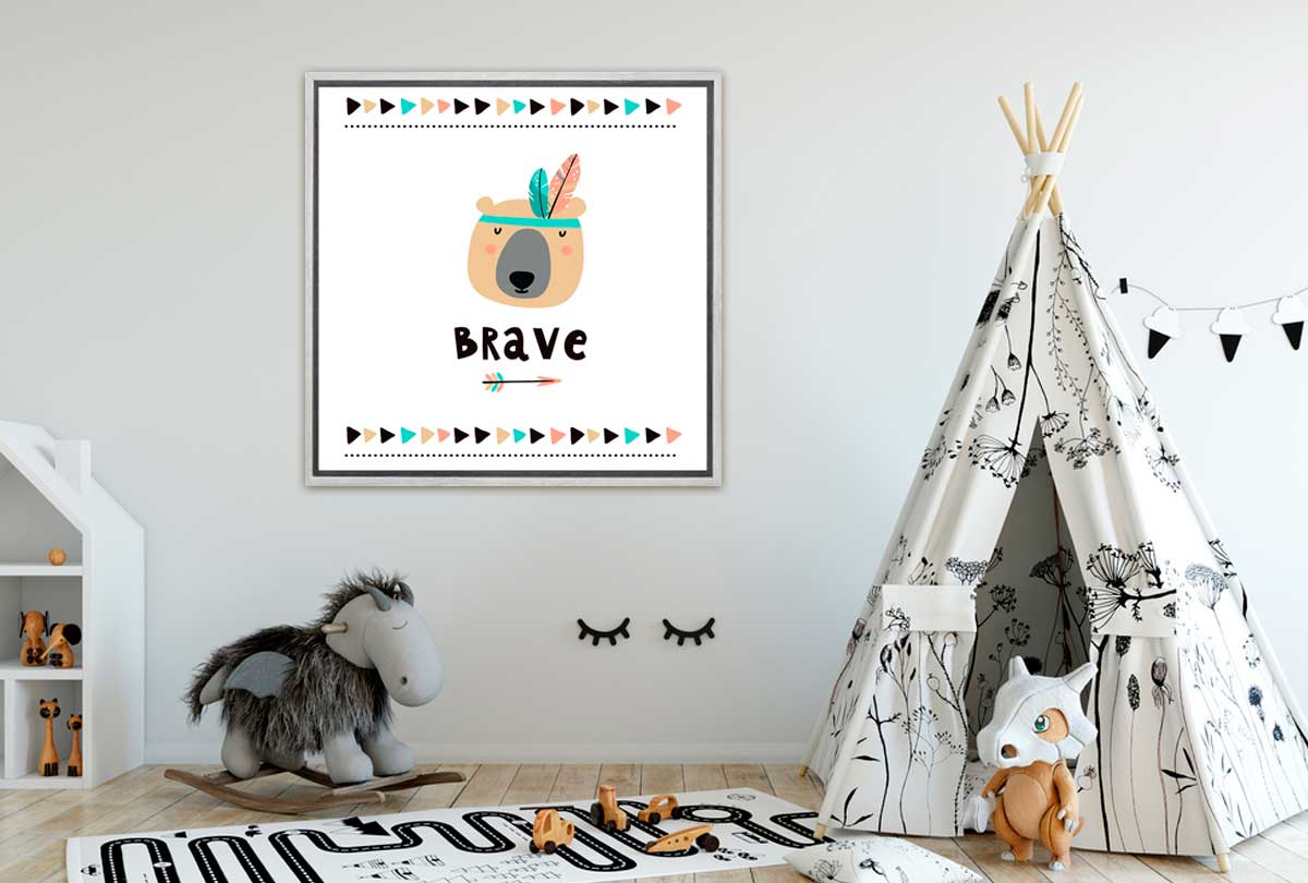 Brave Bear Boho | Kids Canvas Wall Art Print - Final Touch Decor
