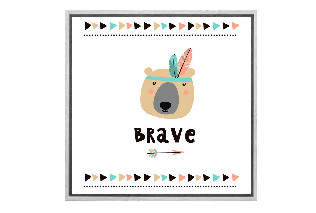 Brave Bear Boho | Kids Canvas Wall Art Print - Final Touch Decor