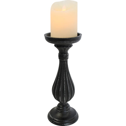 black carved candle holder