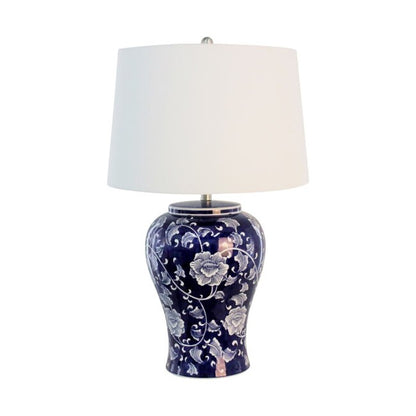 blue and white ceramic table lamp