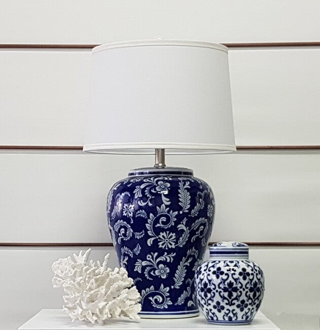 blue and white table lamp blossom 2