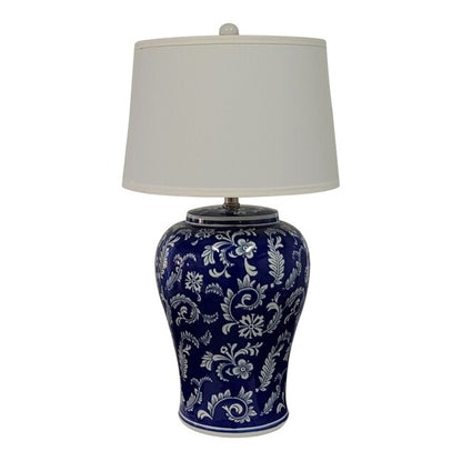 blue and white table lamp blossom