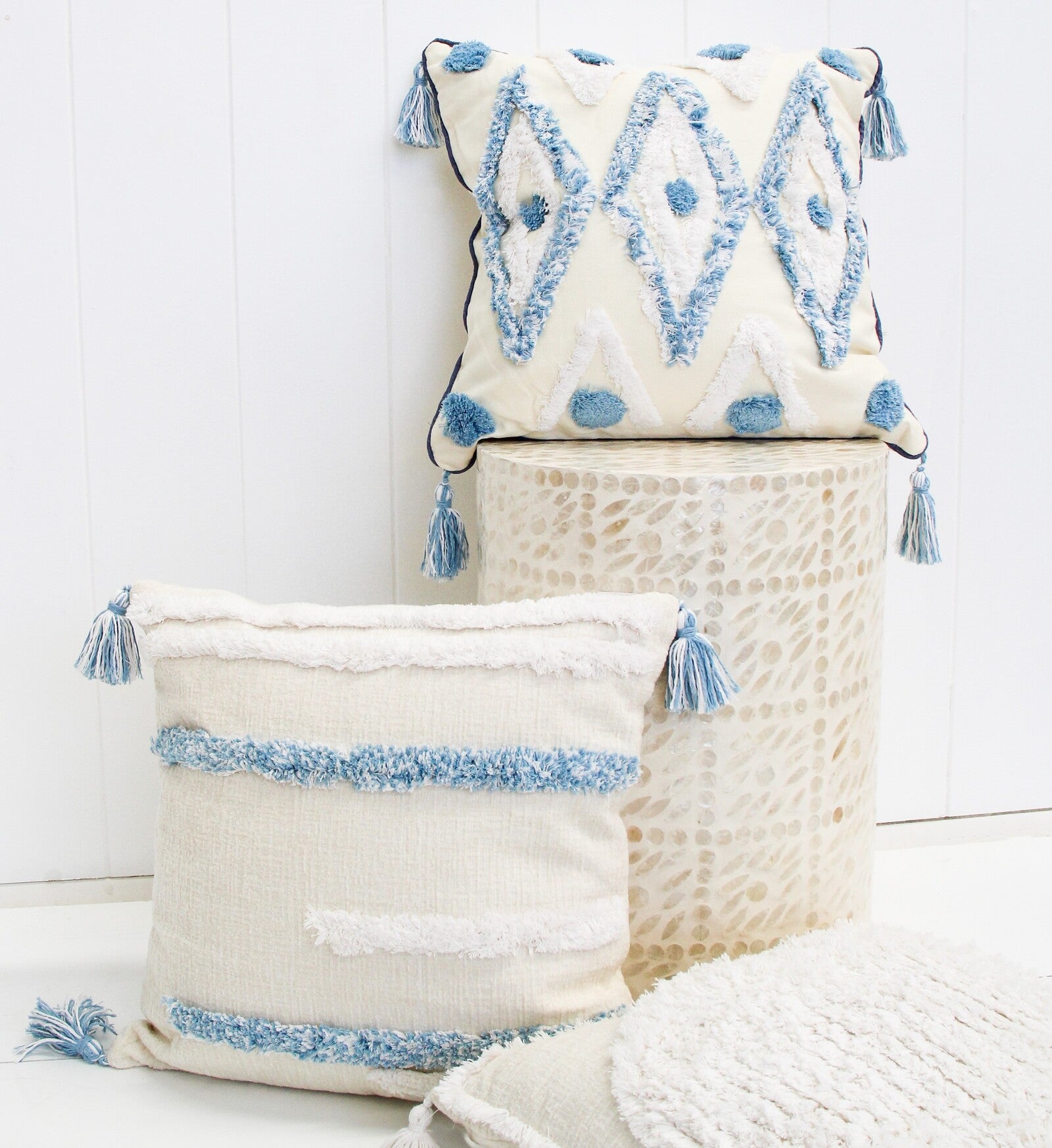 blue diamond cushion