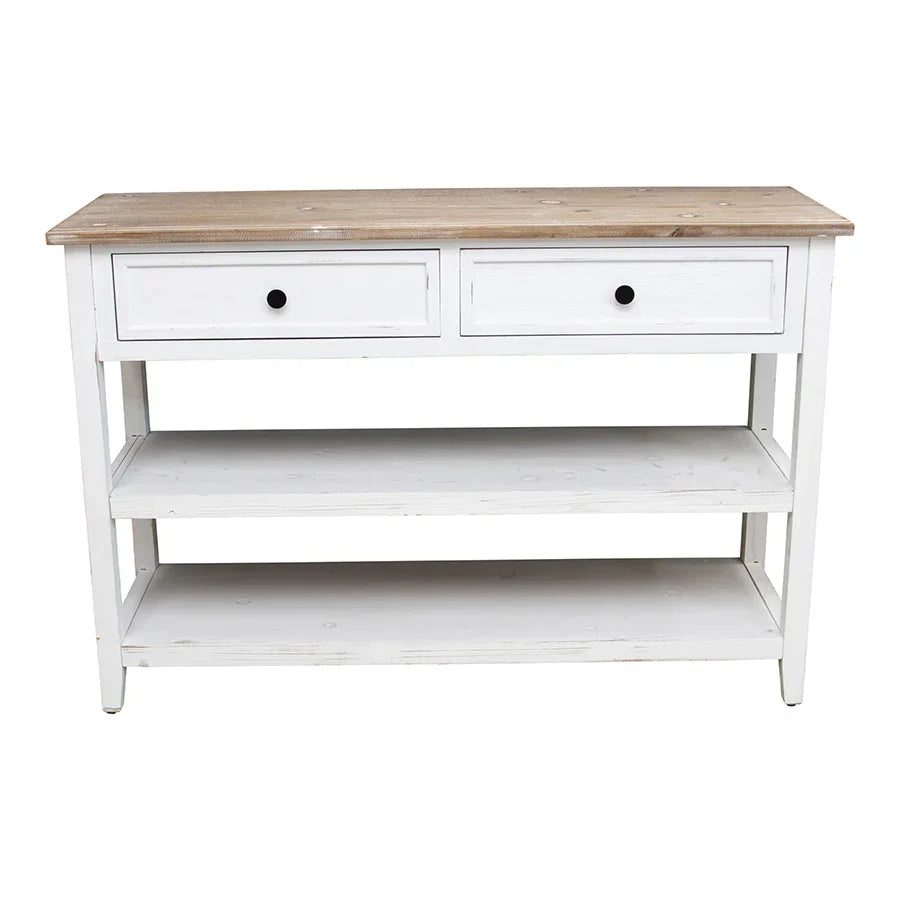 Coastal 2 Draw Console W-2 Shelves | Final Touch Decor