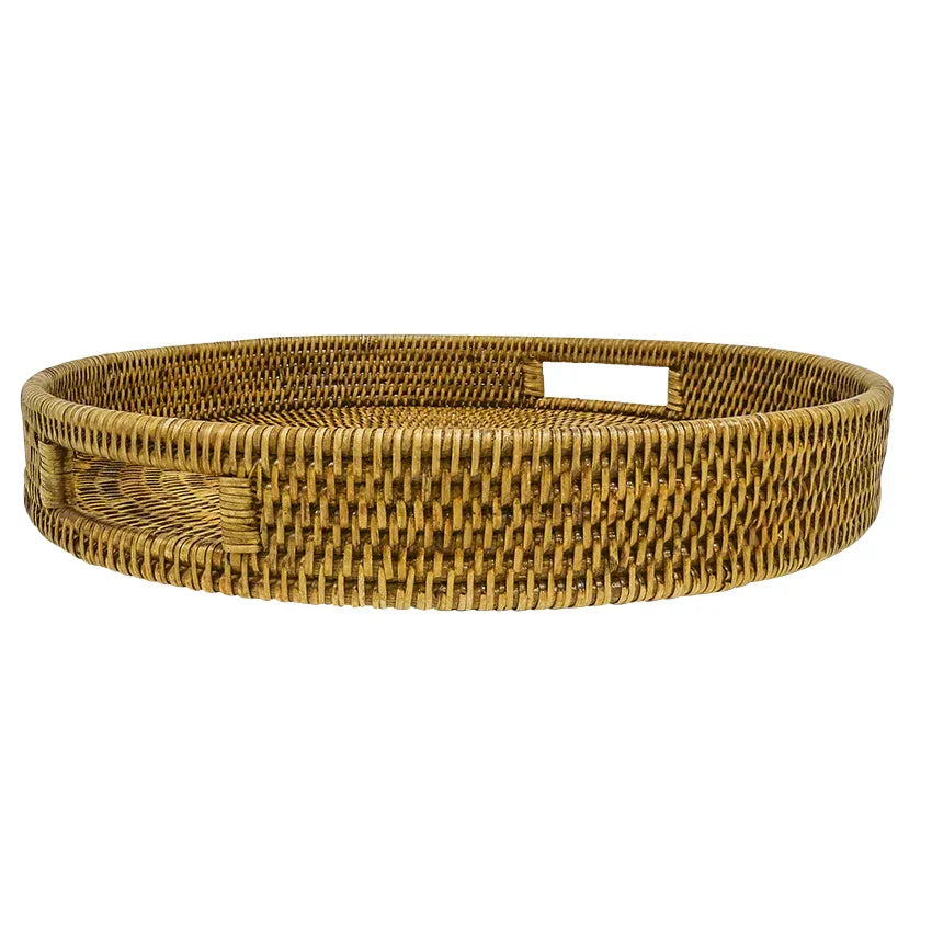 Large Round Rattan Tray Natural | Final Touch Decor