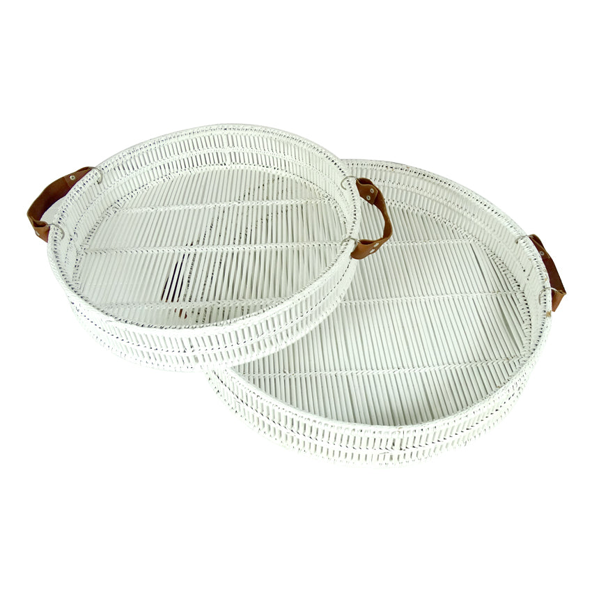 garoove round tray set white 2