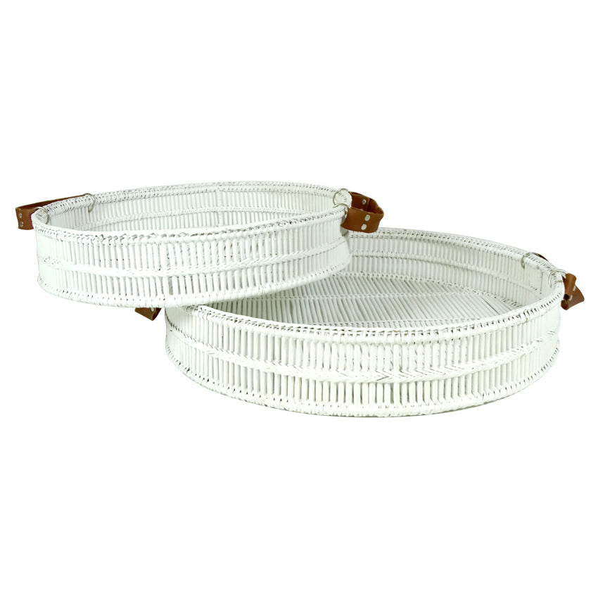 garoove round tray set white 4