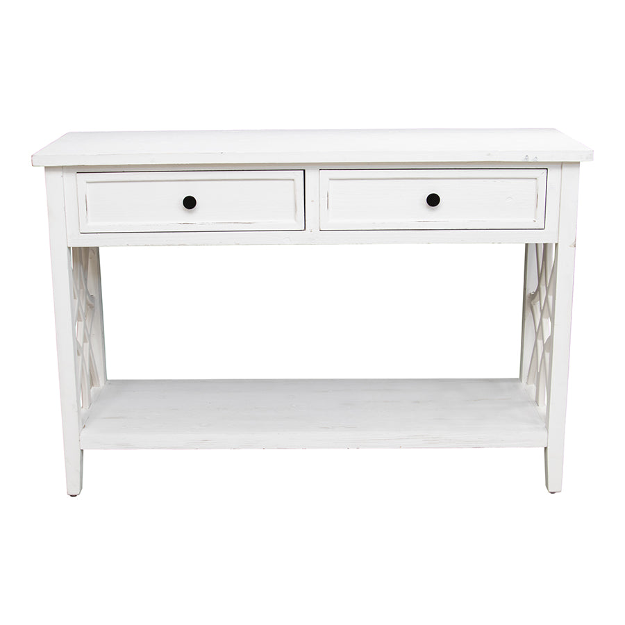 Hamptons 2 Drawer Console w-shelf - Final Touch Decor