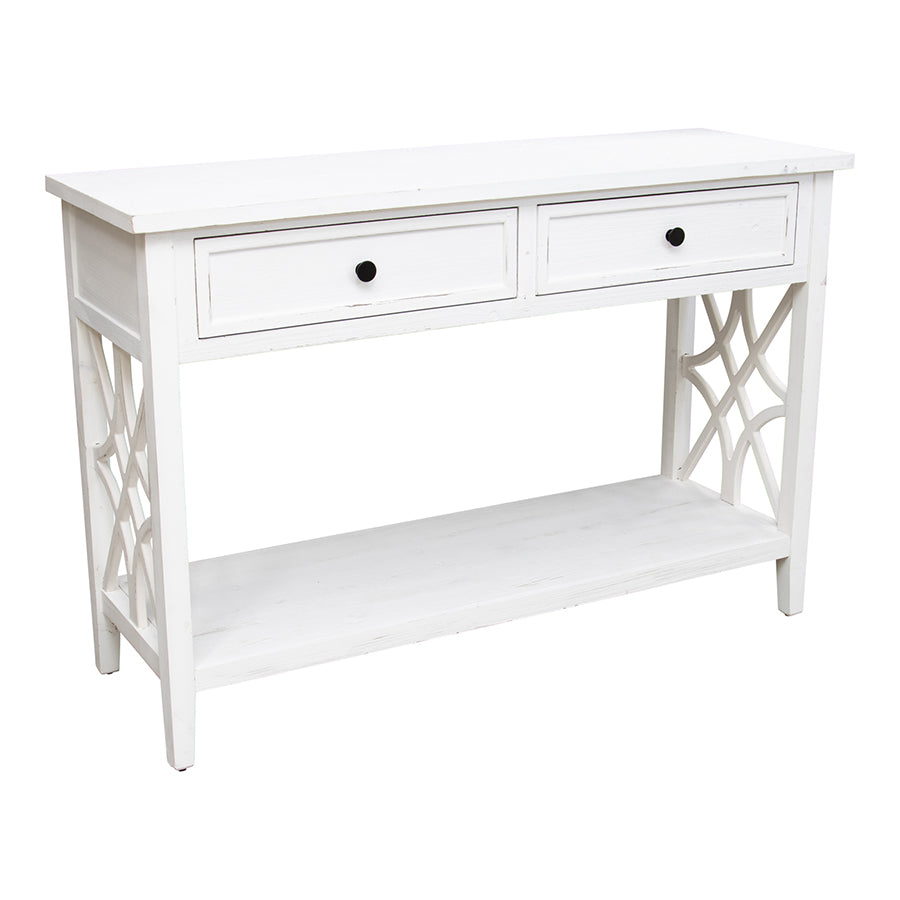 hamptons console with shelf