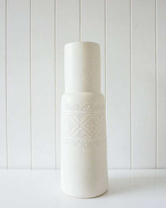 vase tall patterned antique white 14x44 1