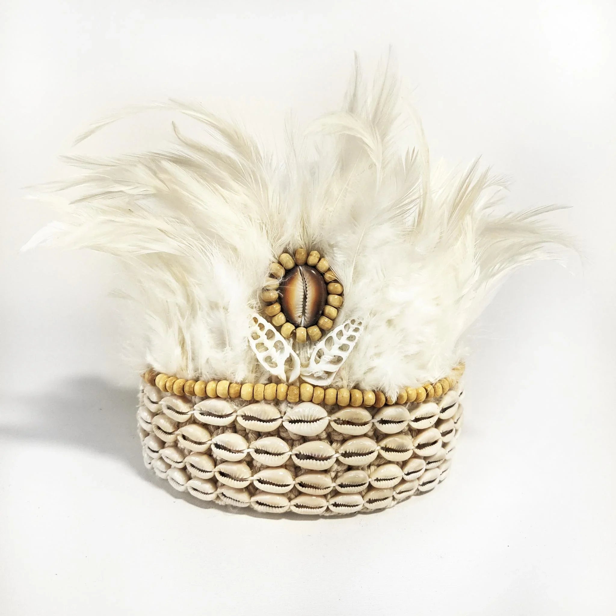 White Shell and Feather Headdress | Final Touch Decor